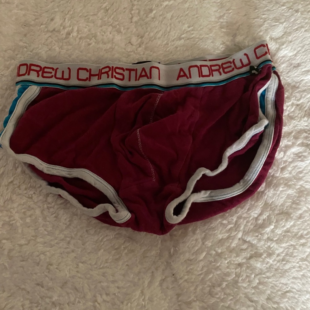 Andrew Christian maroon boxer brief